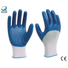 13G Nitrile White Polyester Shell, Blue Nitrile 3/4 Revêtu, Gant De Travail (N6040)